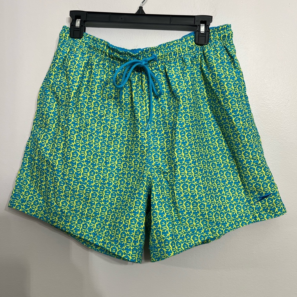 Speedo Mens Galvanized Volley 16" Swim Trunks‎ Blue Yellow Large